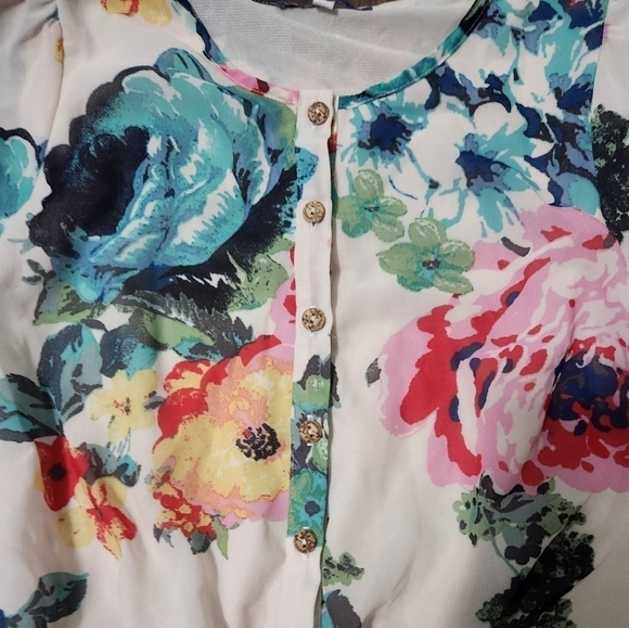 TRULY Me By Sara Sara Floral Chiffon Shorts Romper Size 14 Perfect For Spring. - Picture 6 of 6